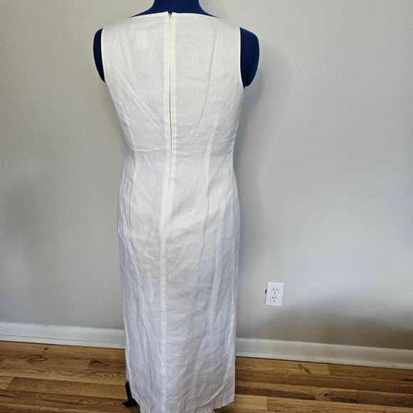 Petite Sophiaticate White Linen Midi Dress Size 8 - Picture 3 of 6
